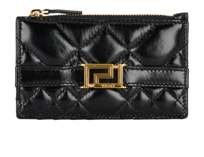 Versace Greca Goddess Quilted Card Wallet, front view